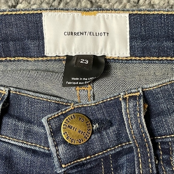 CURRENT/ELLIOTT THE STILETTO TOWNIE W/SLANTED STEP HEM TUXEDO STRIPE DENIM JEANS - Picture 14 of 16